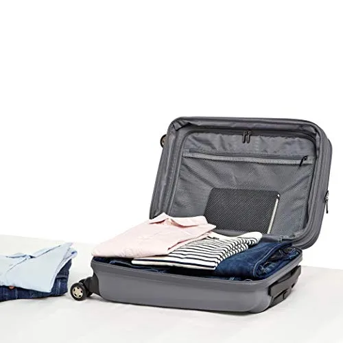 Amazonbasics Hybrid Hard-Softside Expandable Spinner Suitcase, 20-Inch Carry-On, Grey