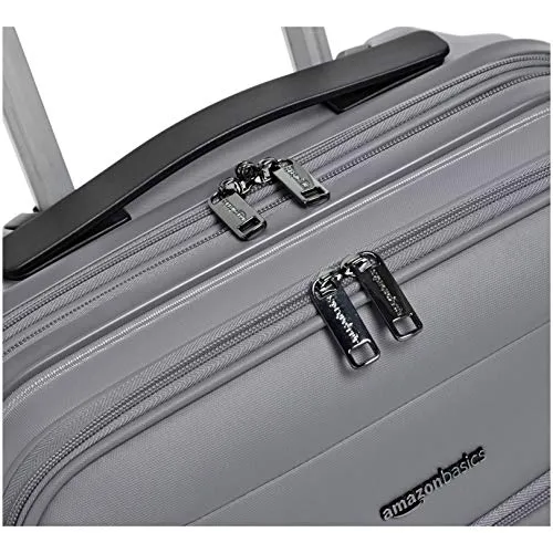 Amazonbasics Hybrid Hard-Softside Expandable Spinner Suitcase, 20-Inch Carry-On, Grey