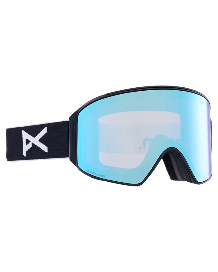 Anon M4 Cylindrical Low Bridge Snow Goggles + Bonus Lens + Mfi Face Mask - Black/Perceive Variable Blue Lens