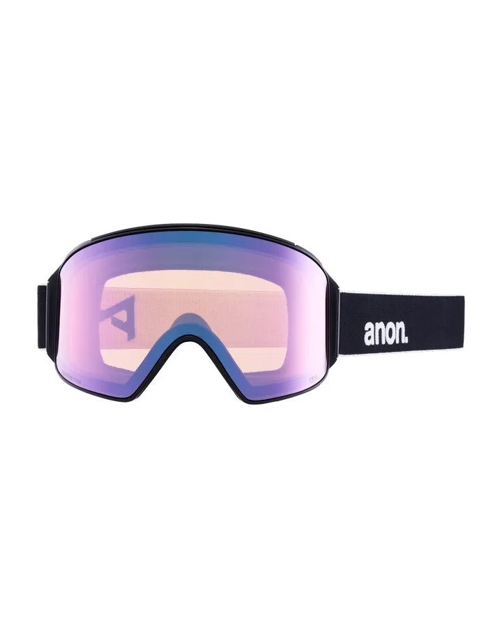 Anon M4 Cylindrical Low Bridge Snow Goggles + Bonus Lens + Mfi Face Mask - Black/Perceive Variable Blue Lens