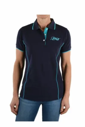 Bullzye Ladies Piped Polo (Navy/Aqua)