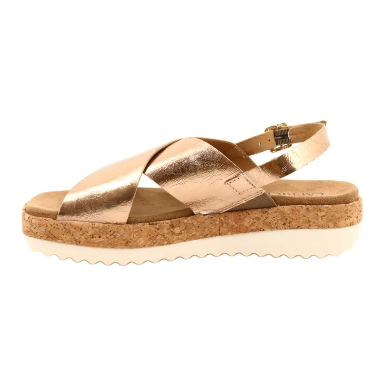 Caprice Leather Sandals On The Platform 9-28712 933 Rosegold golden