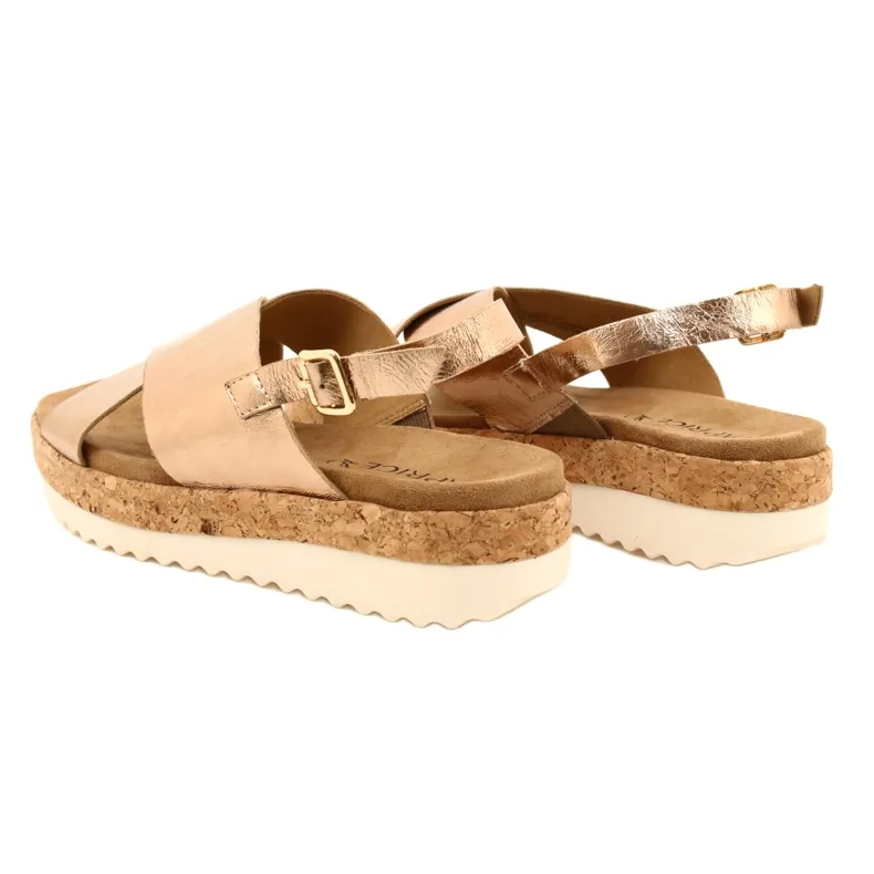 Caprice Leather Sandals On The Platform 9-28712 933 Rosegold golden