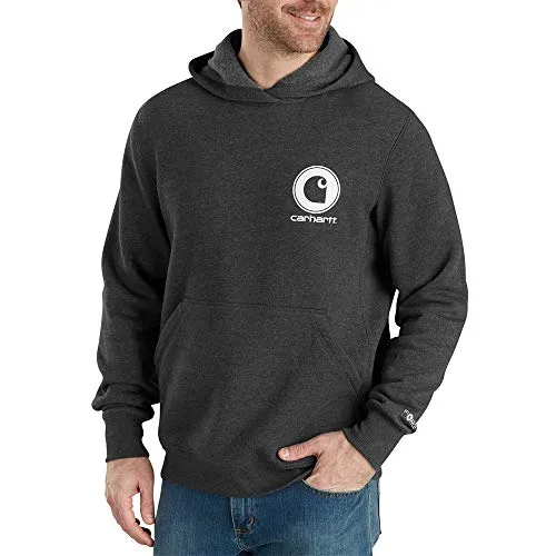 Carhartt 103453 Men's Force Delmont Pullover Hooded Sweatshirt - X-Large Tall - Black Heather