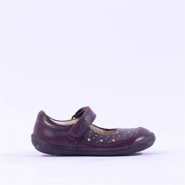 Clarks Kids Softly Ida Fst (F Fit) - Purple Leather