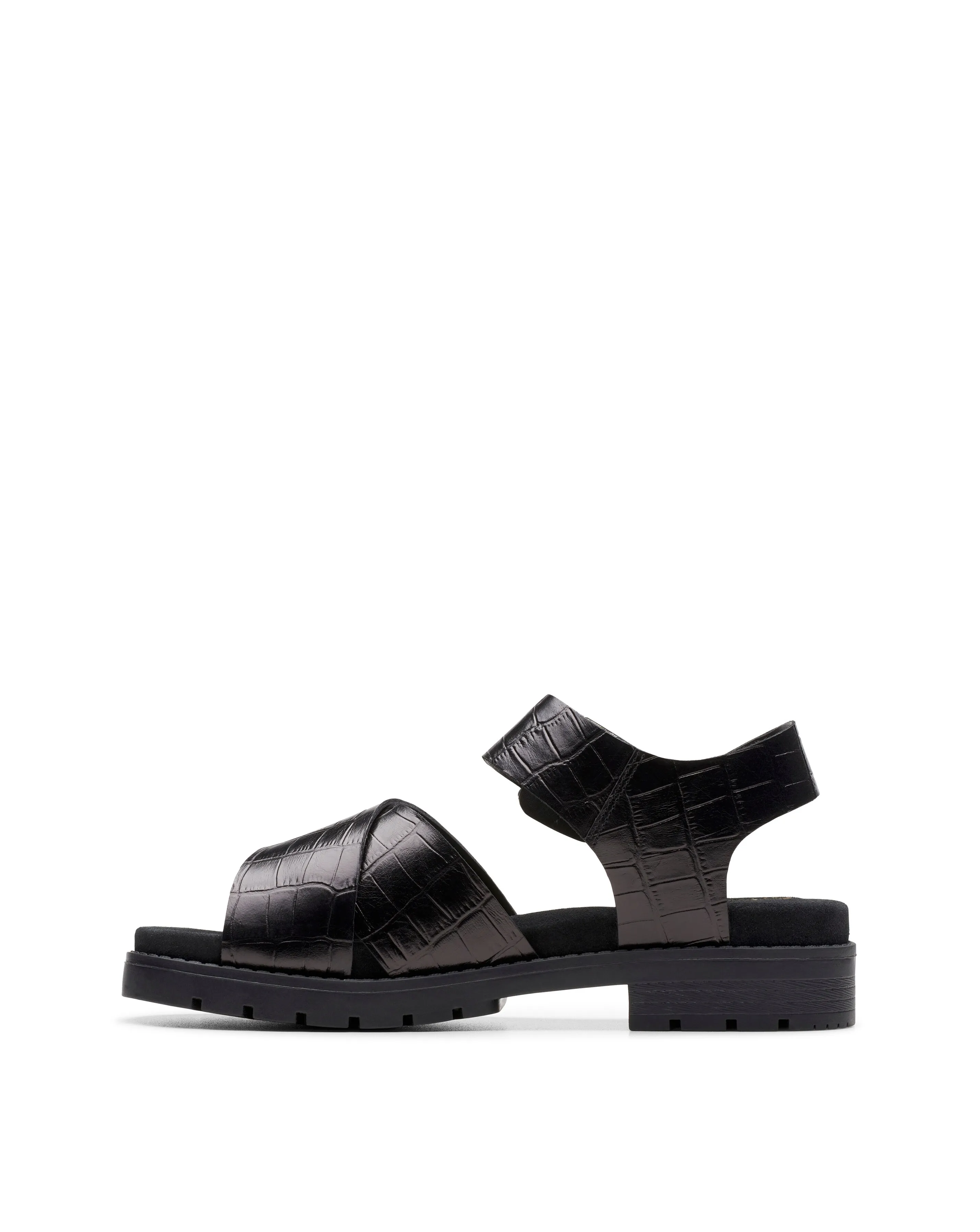 Clarks Orinoco Leather Cross Buckle Sandal Wide Fit | Simply Be