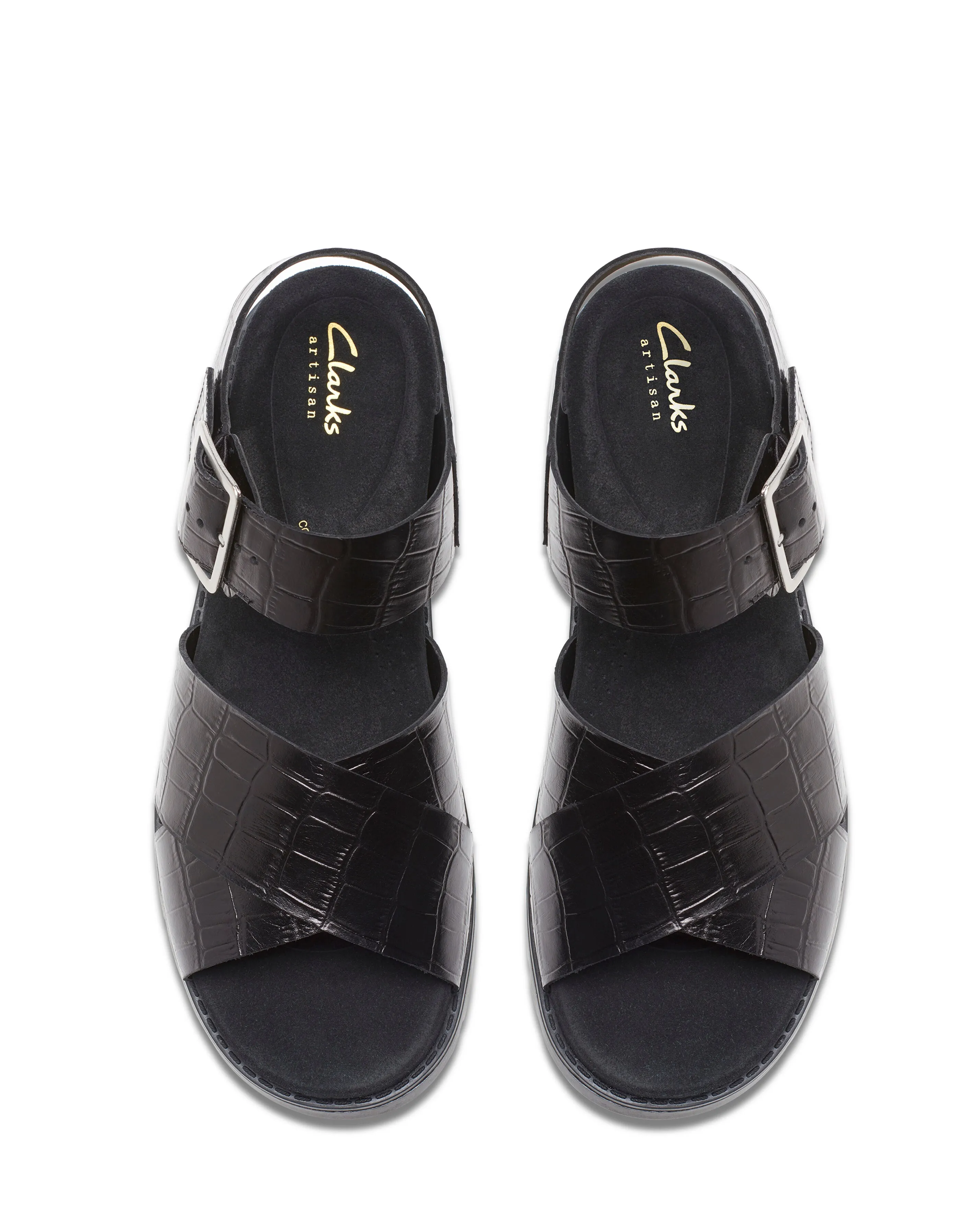 Clarks Orinoco Leather Cross Buckle Sandal Wide Fit | Simply Be