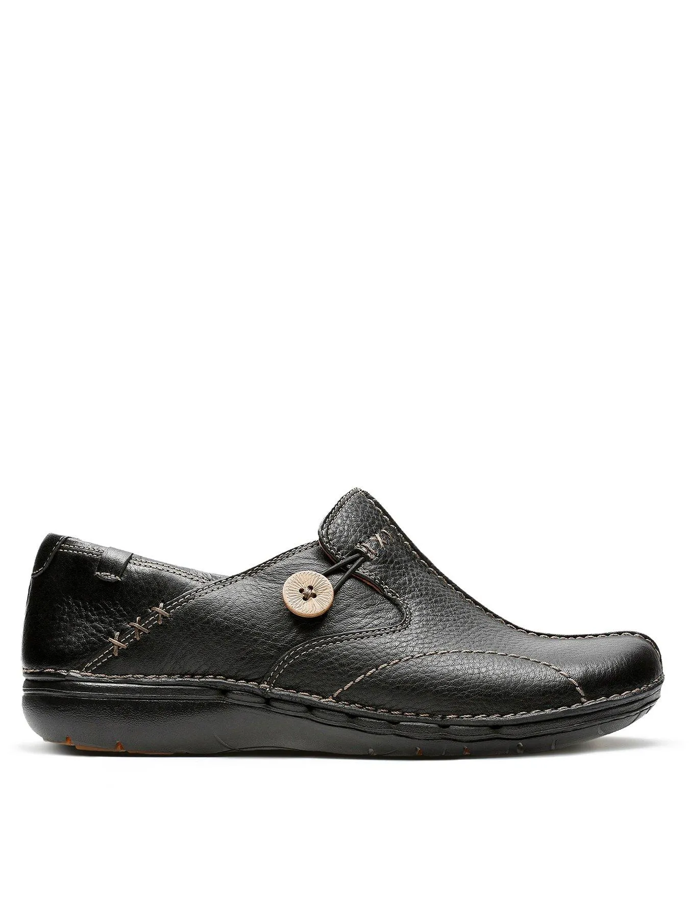 Clarks Wide Fit Un Loop Leather Flat Shoe