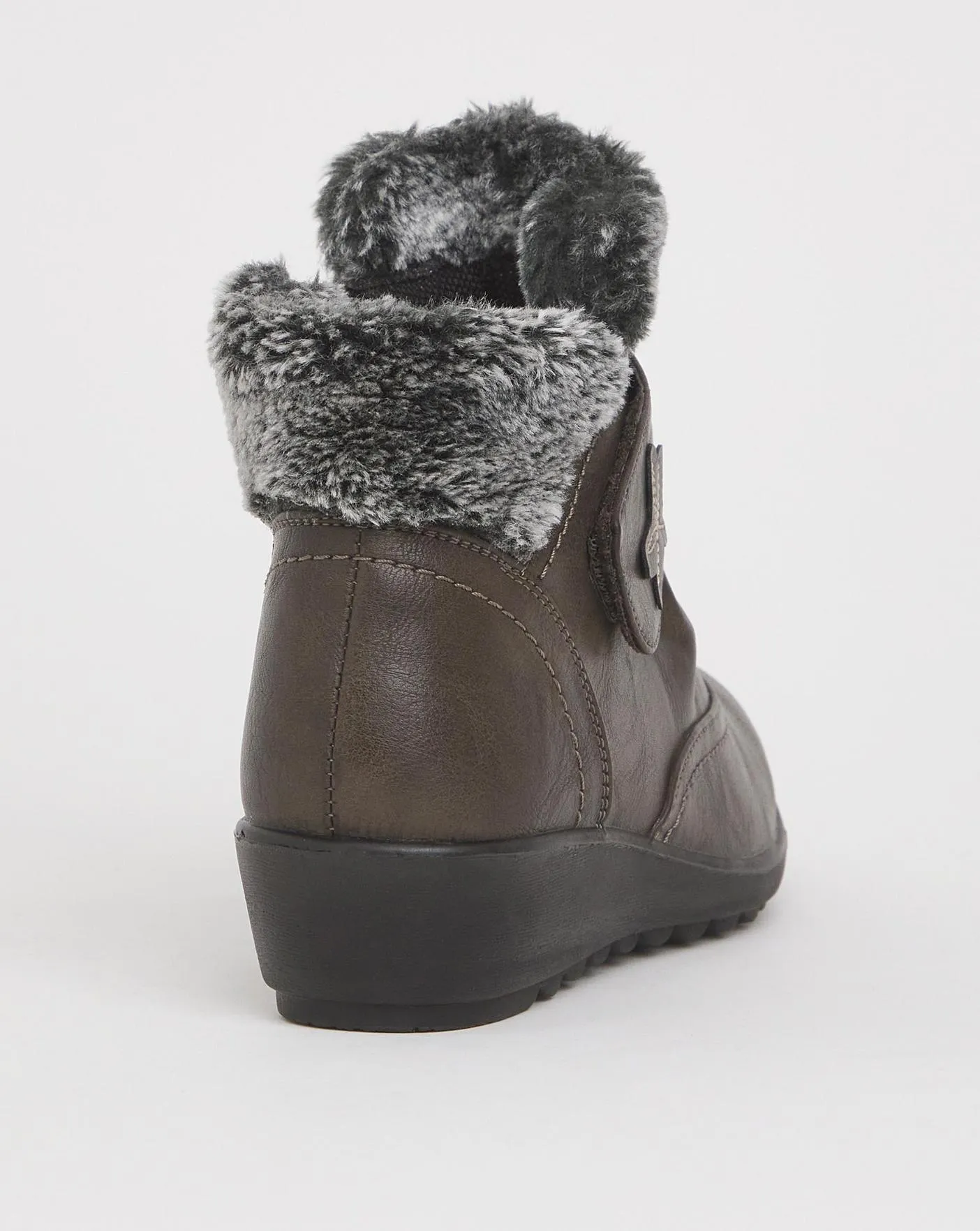 Cushion Walk Touch & Close Faux Fur Ankle Boot Extra Wide EEE Fit