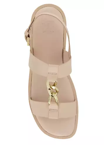 Dune London Blush Leather Lyssia Chain T-Bar Sandals | Grattan