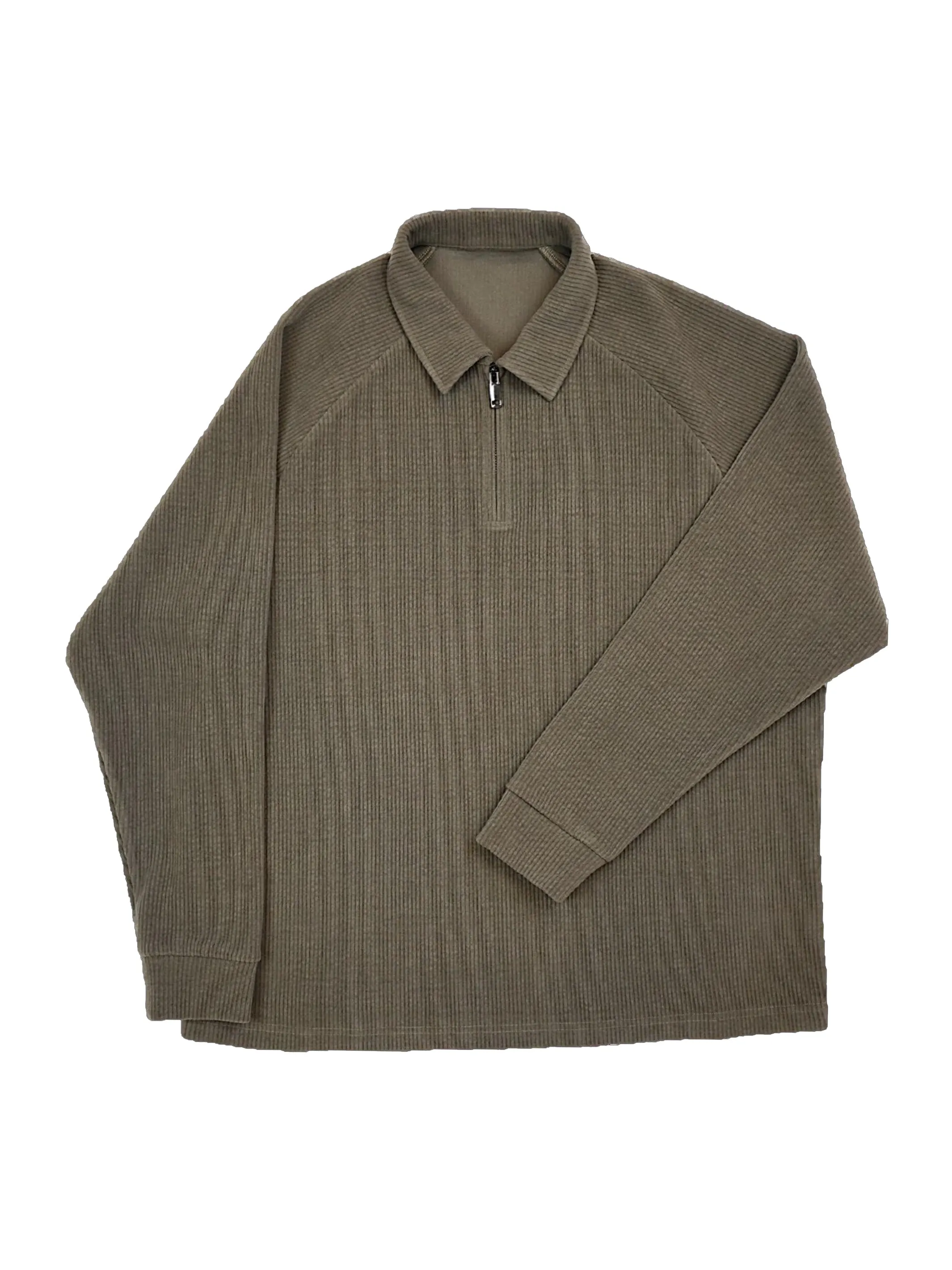 Helder Taupe Long Sleeve 1/4 Polo Pullover