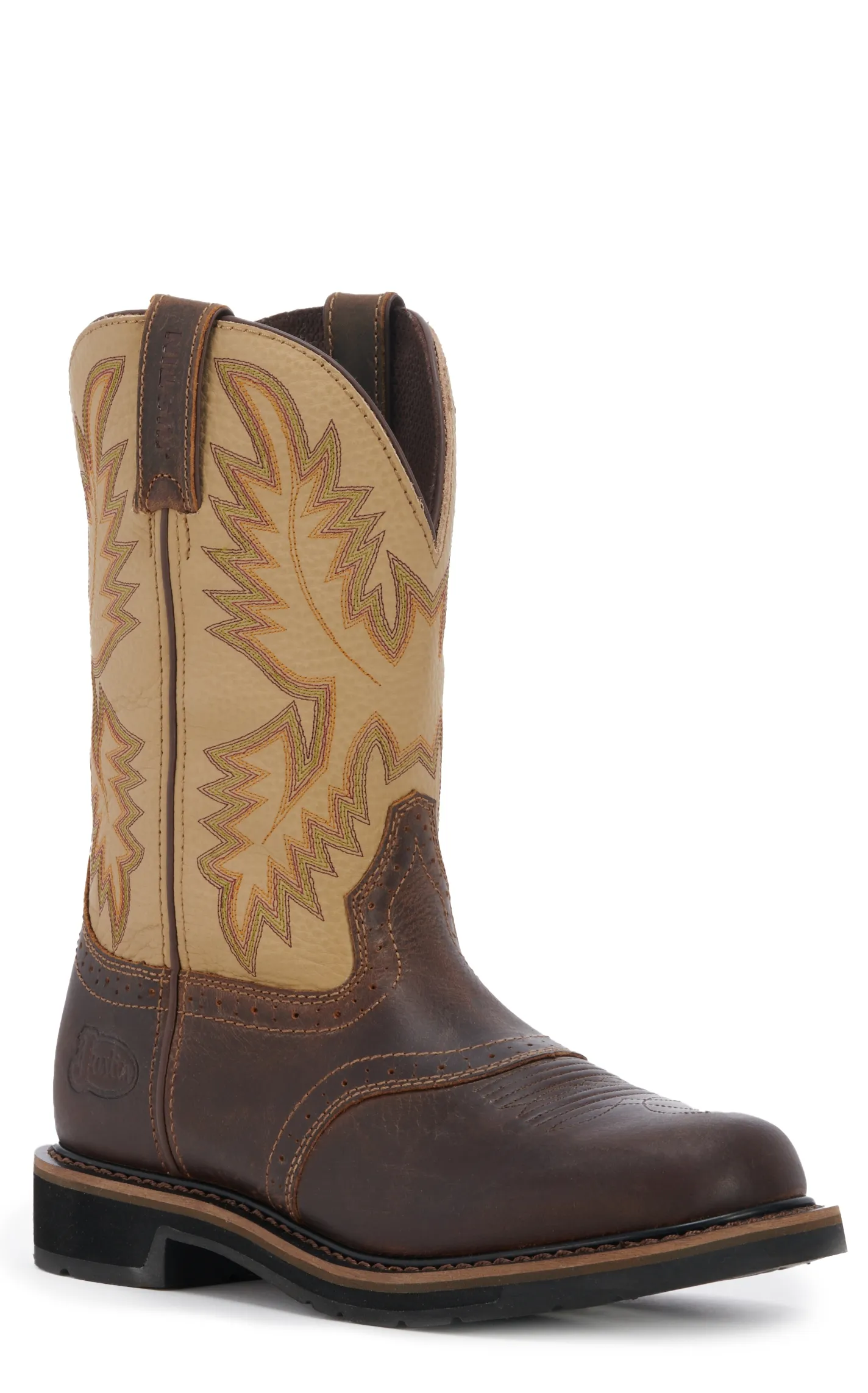 Justin Men's Superintendent Golden Brown and Bone Round Toe Work Boot