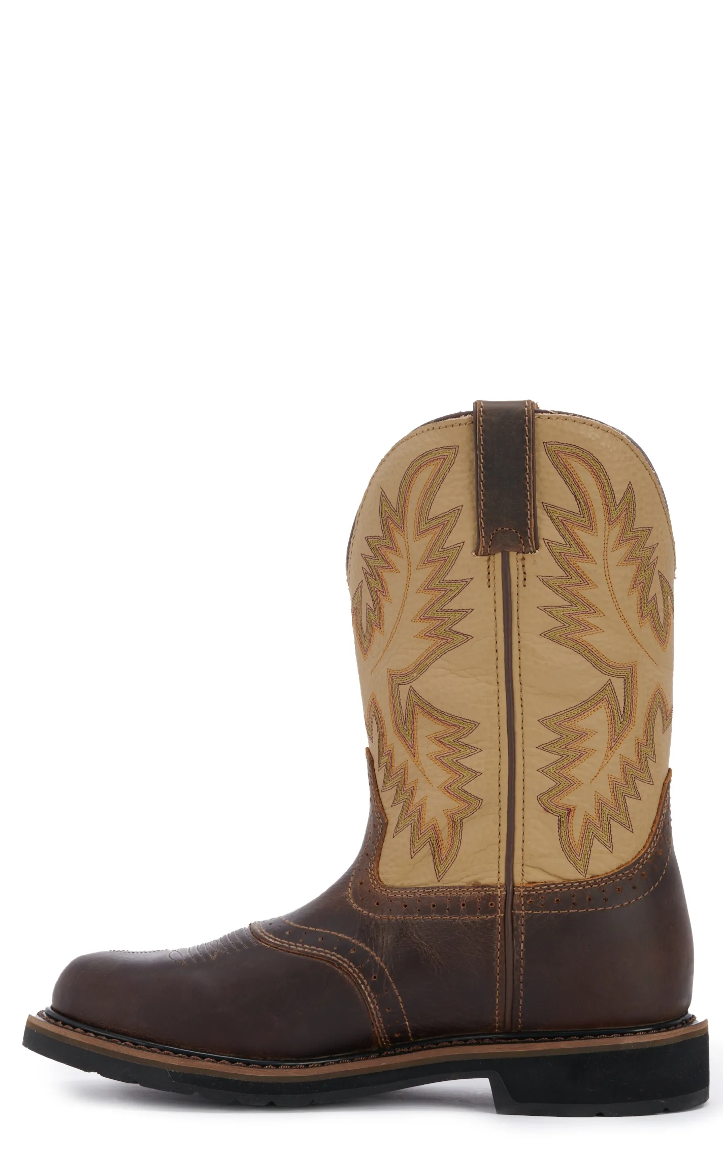 Justin Men's Superintendent Golden Brown and Bone Round Toe Work Boot