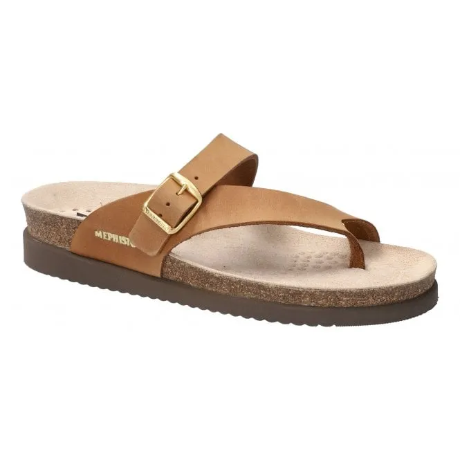 Mephisto  Womens Helen Scratch Camel Strap Over Toe Loop Sandals 3431N