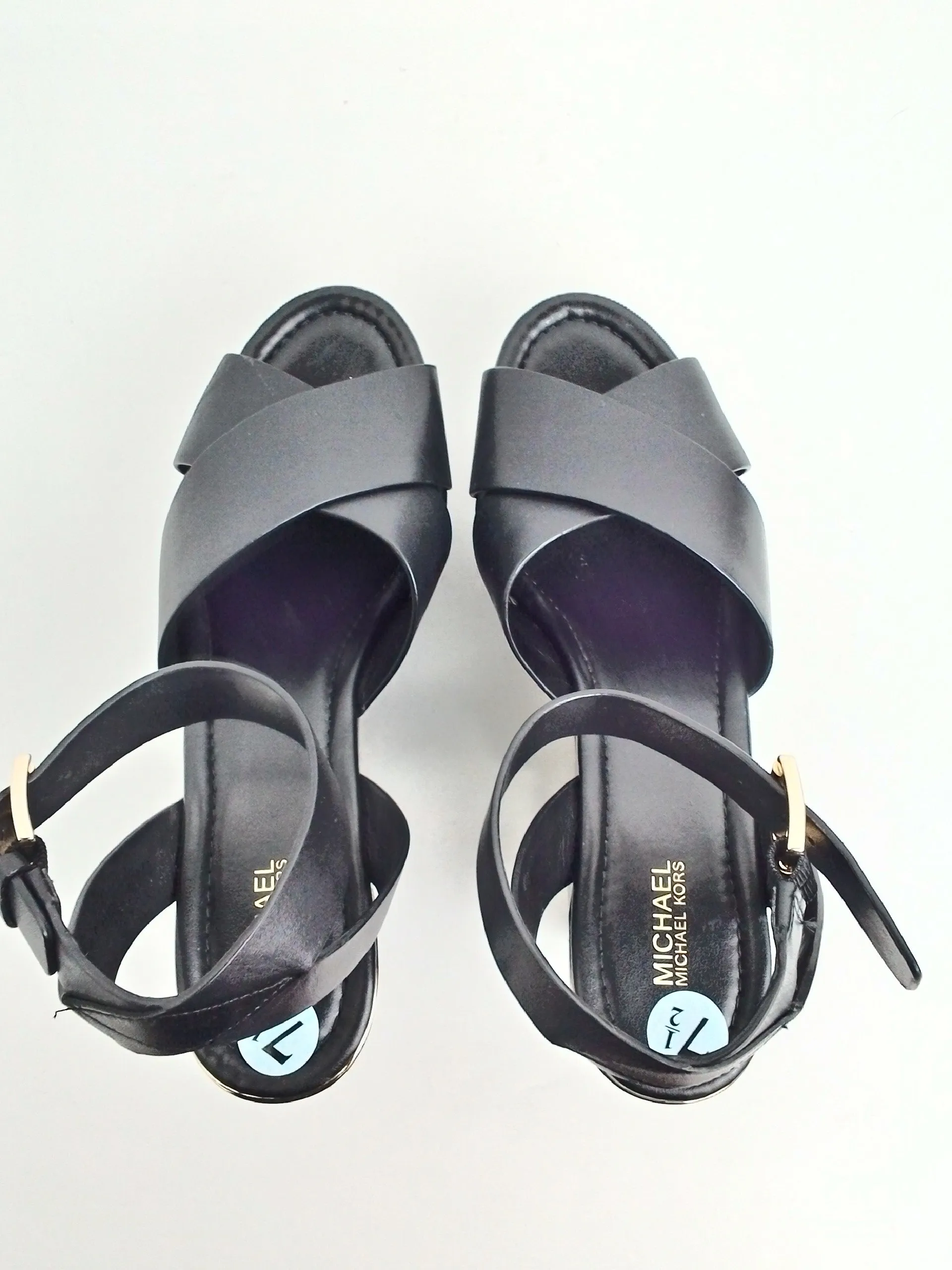 Michael Kors Women's Black Leather Platform Sandals Size 7.5 M