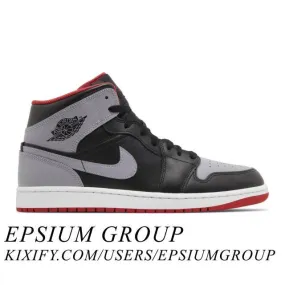 Nike Air Jordan 1 Mid (Bred Shadow/ Black/ Cement Grey/ ...