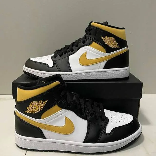 Nike Air Jordan 1 Retro Mid Pollen 4-14 White Black 5547...