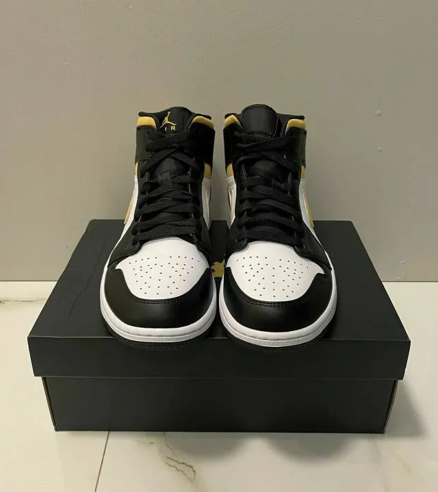 Nike Air Jordan 1 Retro Mid Pollen 4-14 White Black 5547...