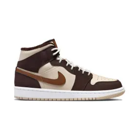 Nike Women's Air Jordan 1 Mid SE (Cream Dark Chocolate/ ...