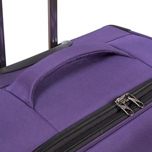 Renwick 20 Inch Softside Lightweight Spinner Luggage Carry On Suitcase Purple