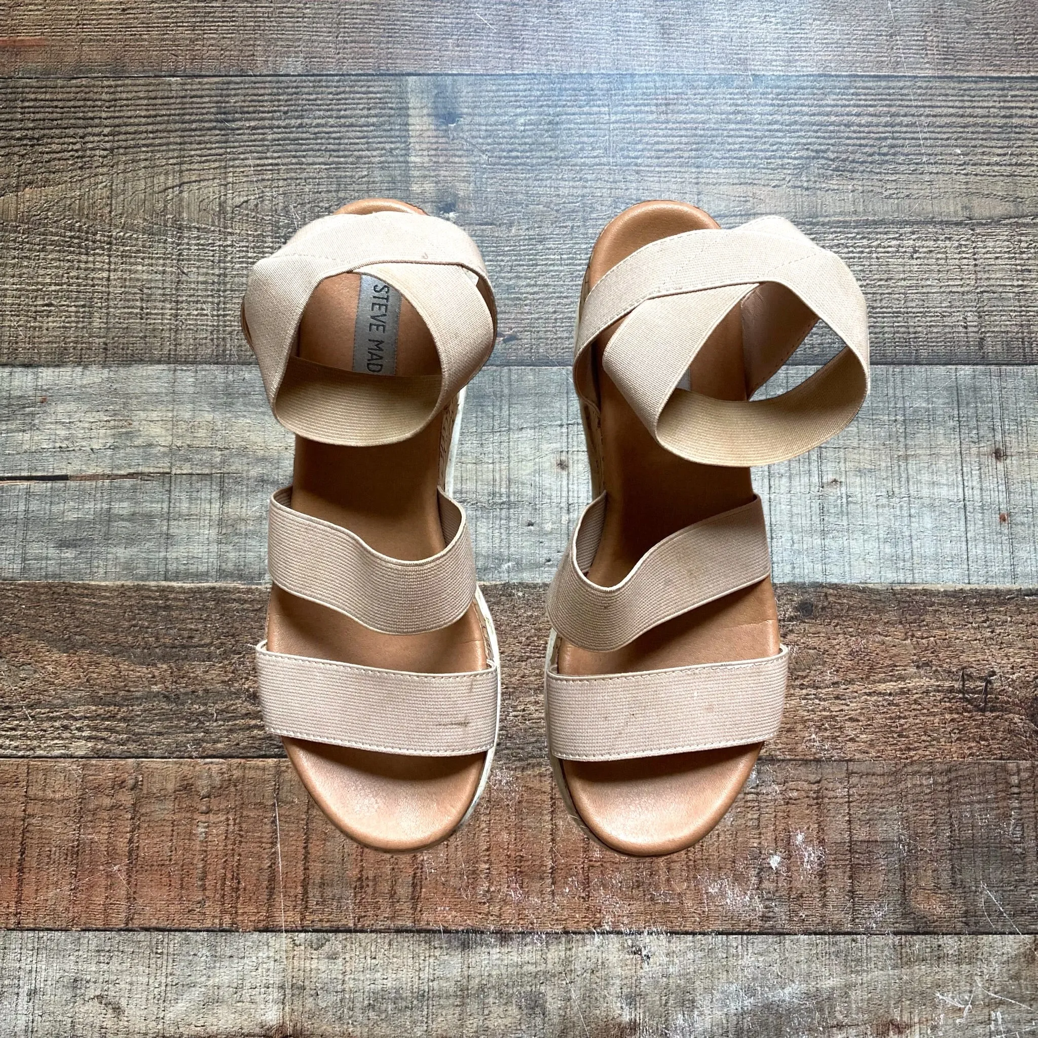 Steve Madden Tan Bandi Cork Wedge Sandals- Size 7 (see notes)