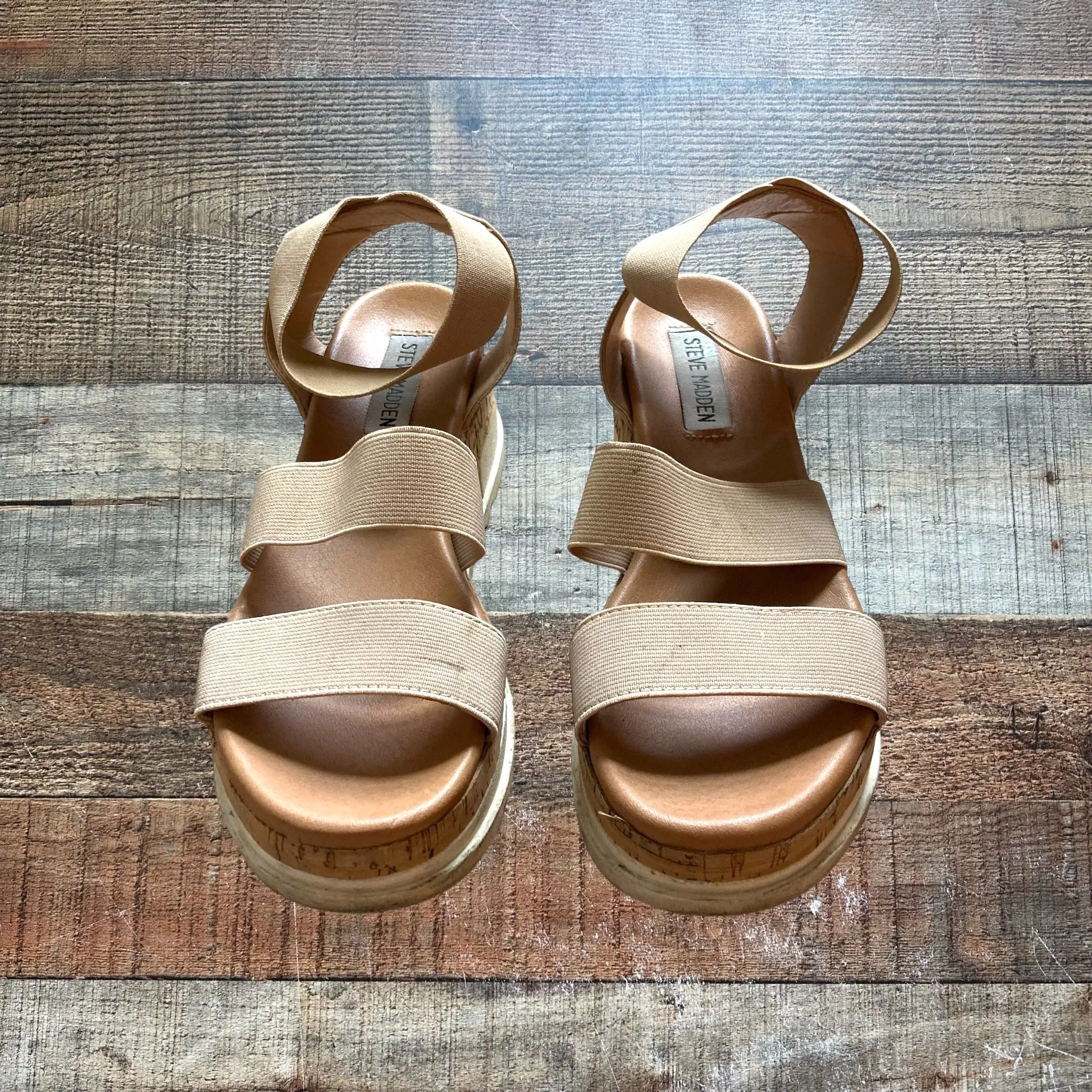 Steve Madden Tan Bandi Cork Wedge Sandals- Size 7 (see notes)