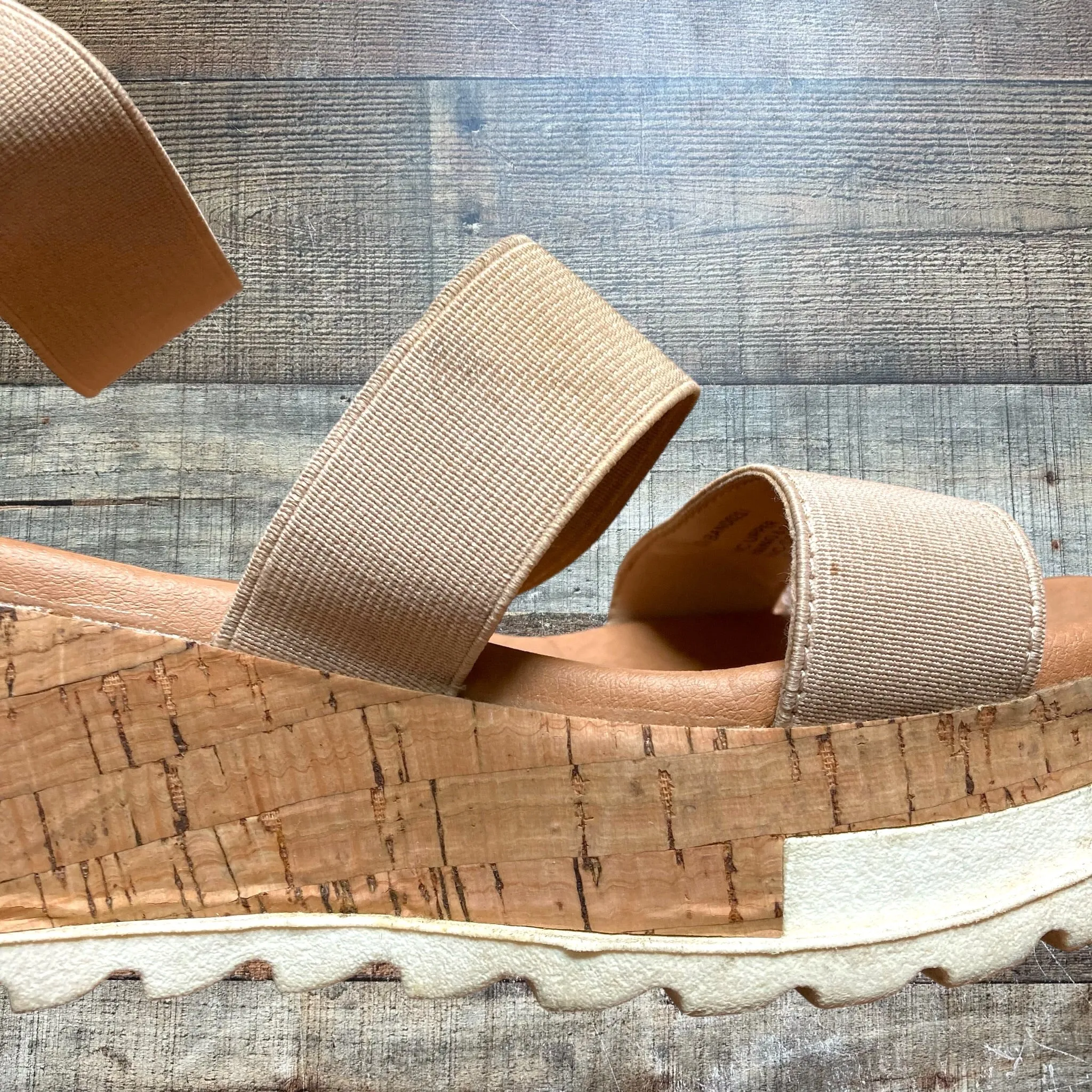 Steve Madden Tan Bandi Cork Wedge Sandals- Size 7 (see notes)