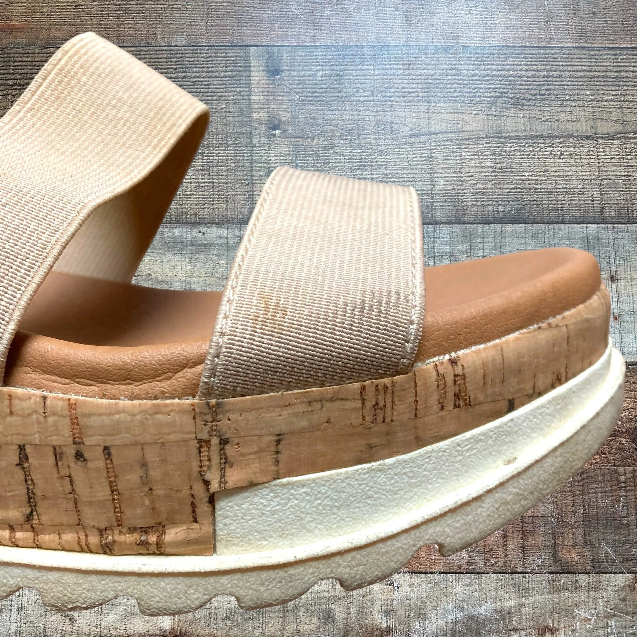 Steve Madden Tan Bandi Cork Wedge Sandals- Size 7 (see notes)