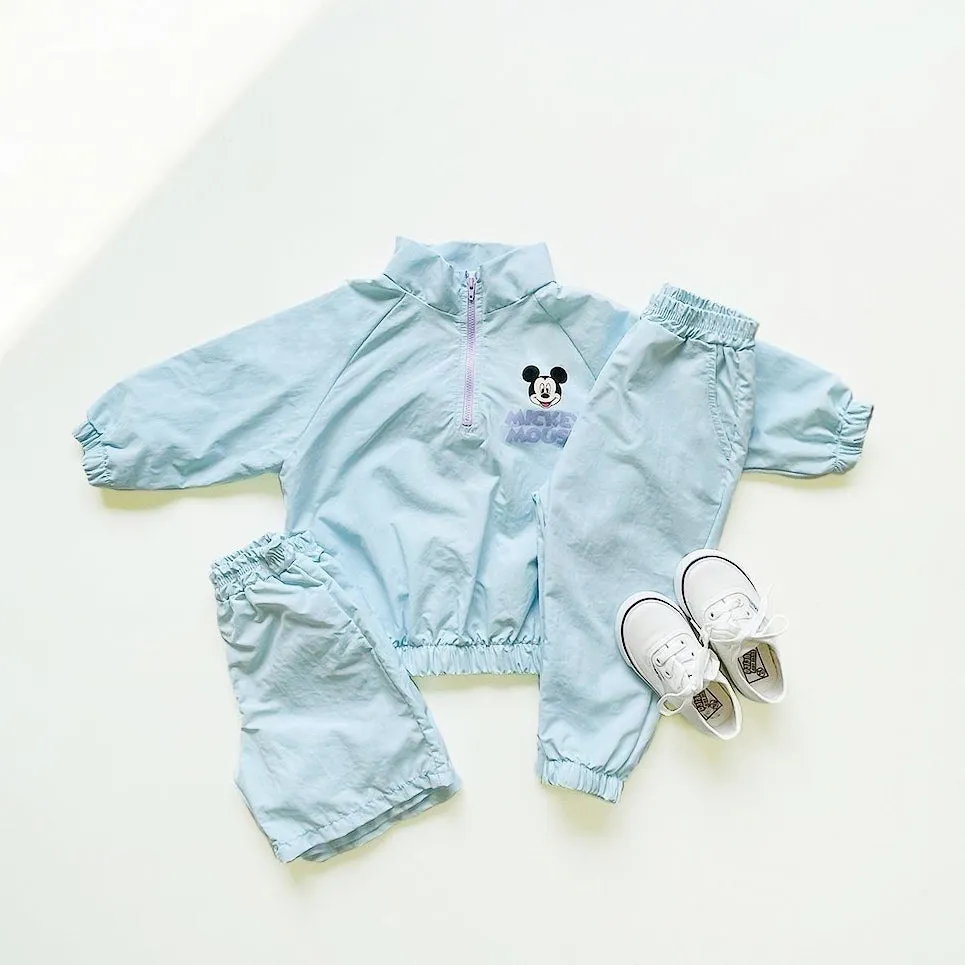 Toddler Mickey Half-Zip Pullover, Jogger Pants, and Shorts Set (1-5y) - Mint