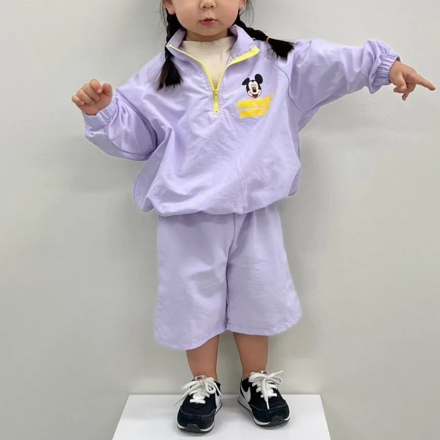 Toddler Mickey Half-Zip Pullover, Jogger Pants, and Shorts Set (1-5y) - Purple