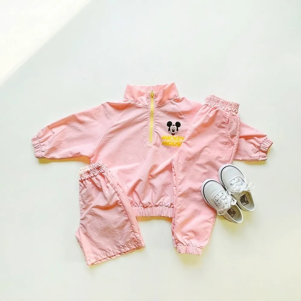 Toddler Mickey Half-Zip Pullover, Jogger Pants, and Shorts Set (4-5y) - Orange Pink