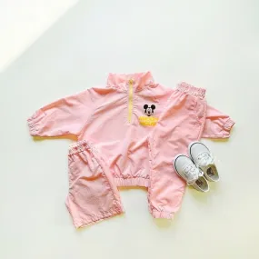 Toddler Mickey Half-Zip Pullover, Jogger Pants, and Shorts Set (4-5y) - Orange Pink