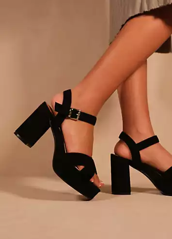 Where’s That From Marcia Black Suede Platform Sandals | Kaleidoscope