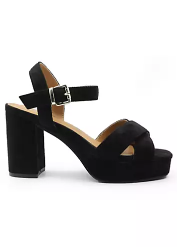 Where’s That From Marcia Black Suede Platform Sandals | Kaleidoscope