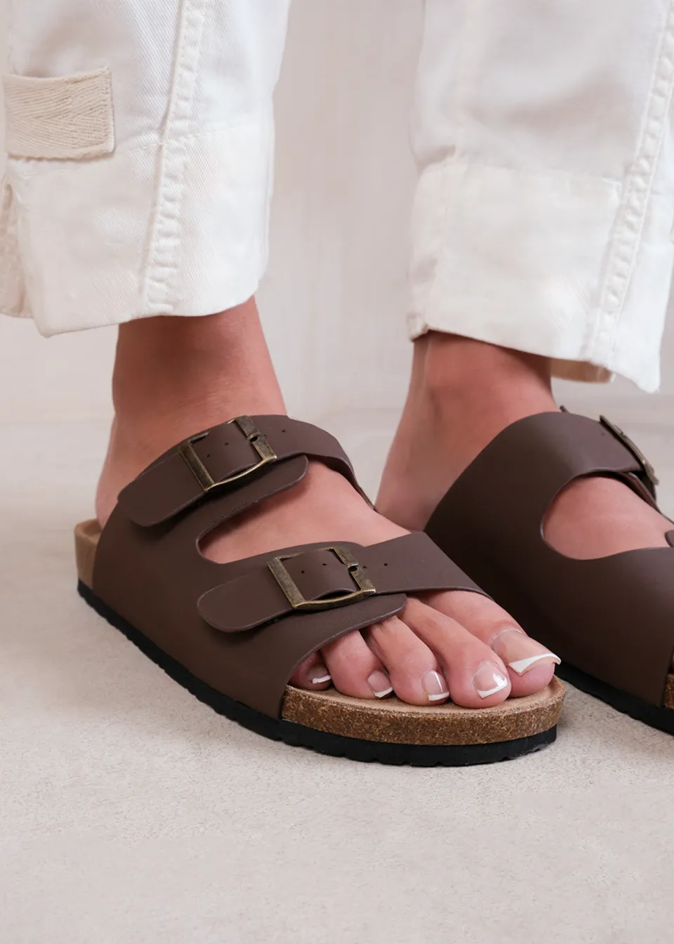 Where's That From Brown Nubuck Willow Flat Sandals