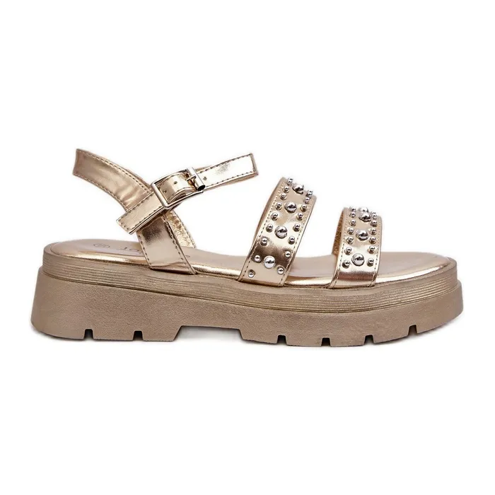 Women's Decorated Sandals Eco Leather Gold Arcida golden